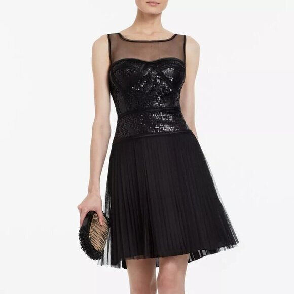 NEW BCBGMAXAZRIA BLACK HAZELLE COCKTAIL DRESS - Picture 2 of 13